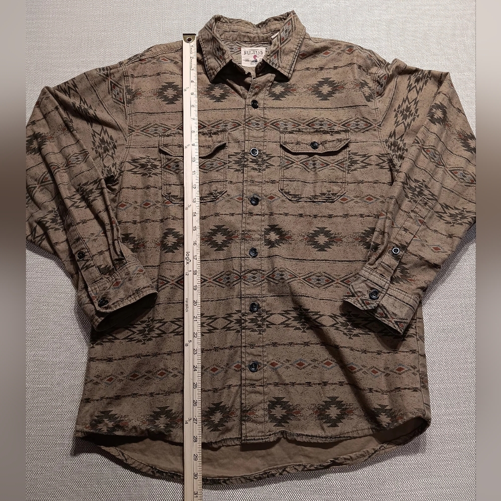 Redhead Aztec Western Button Down, Medium, Tan & … - image 1